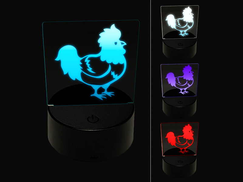 Proud Little Rooster Chicken 3D Illusion LED Night Light Sign Nightstand Desk Lamp