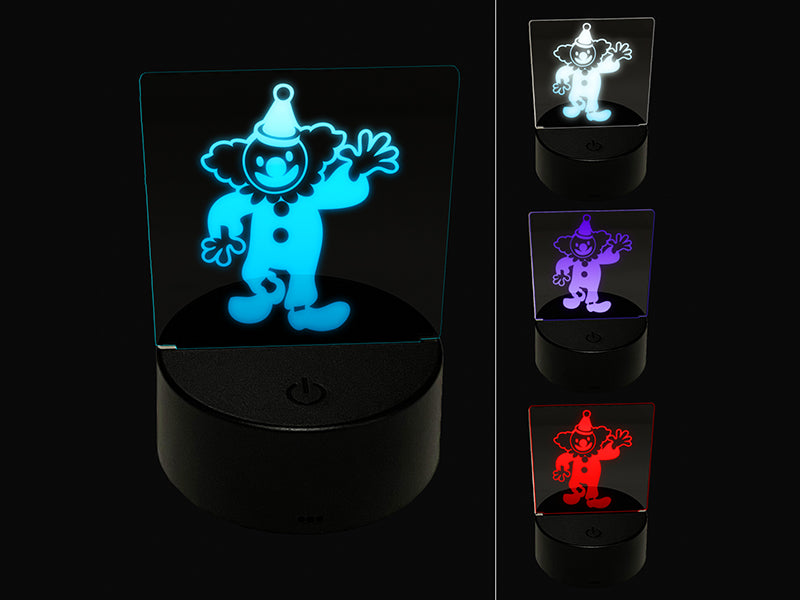 Waving Clown Circus Carnival 3D Illusion LED Night Light Sign Nightstand Desk Lamp