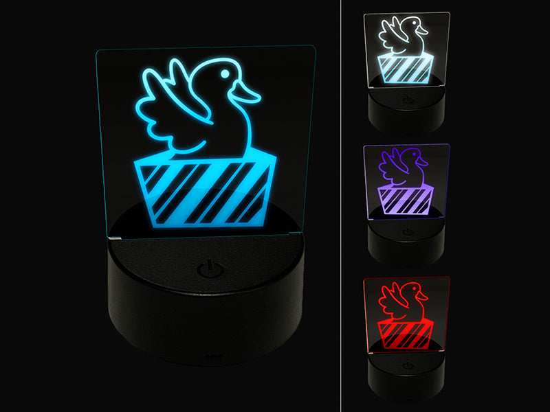 Duck in Gift Box Christmas 3D Illusion LED Night Light Sign Nightstand Desk Lamp