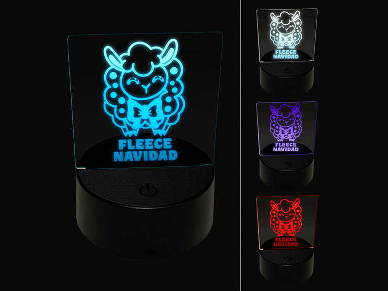Fleece Navidad Christmas Sheep 3D Illusion LED Night Light Sign Nightstand Desk Lamp