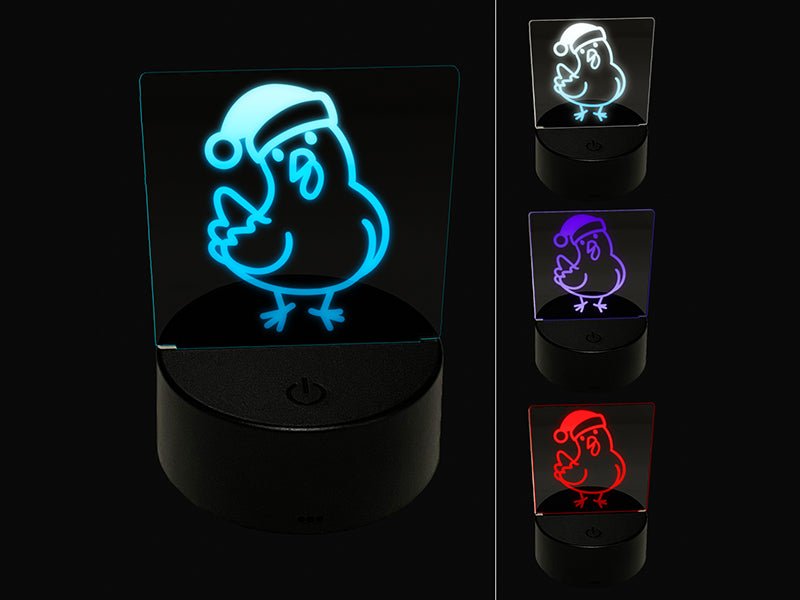 Santa Christmas Chicken 3D Illusion LED Night Light Sign Nightstand Desk Lamp