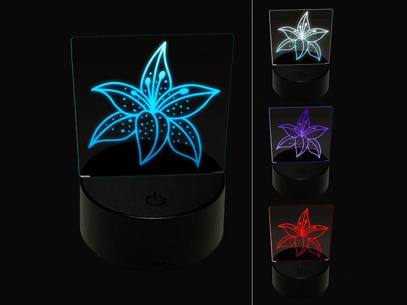Pretty Tiger Lily Flower 3D Illusion LED Night Light Sign Nightstand Desk Lamp