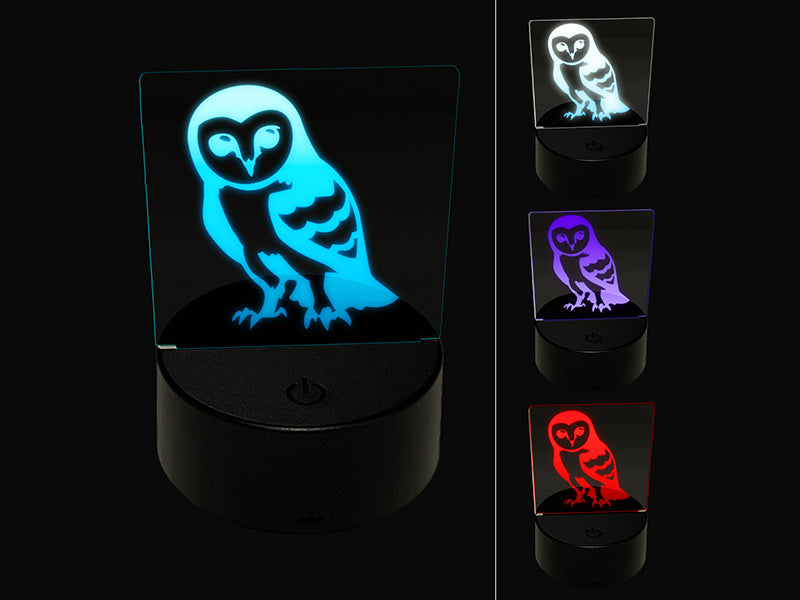 Inquisitive Barn Owl 3D Illusion LED Night Light Sign Nightstand Desk Lamp