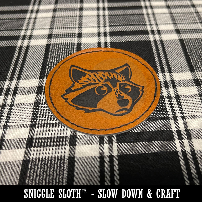 Speed Skating Skater Round Iron-On Engraved Faux Leather Patch Applique - 2.5"