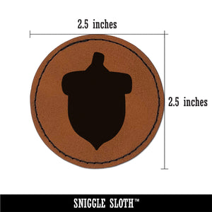 Acorn Solid Round Iron-On Engraved Faux Leather Patch Applique - 2.5"