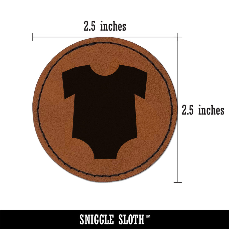 Baby Outfit Round Iron-On Engraved Faux Leather Patch Applique - 2.5"