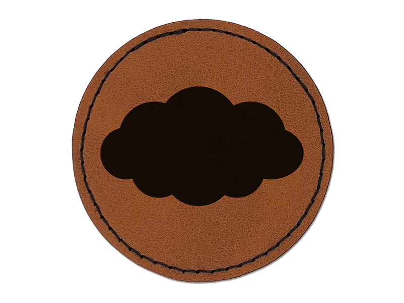 Cloud Solid Round Iron-On Engraved Faux Leather Patch Applique - 2.5"