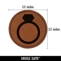 Diamond Ring Wedding Engagement Solid Round Iron-On Engraved Faux Leather Patch Applique - 2.5"