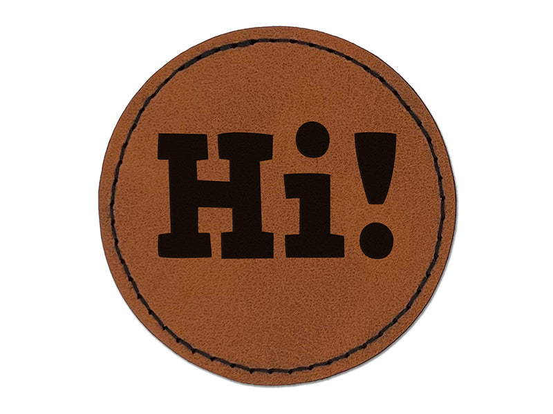 Hi Text Round Iron-On Engraved Faux Leather Patch Applique - 2.5"