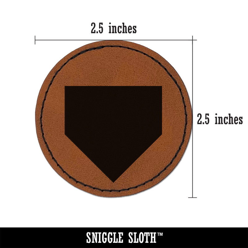 Home Plate Baseball Round Iron-On Engraved Faux Leather Patch Applique - 2.5"