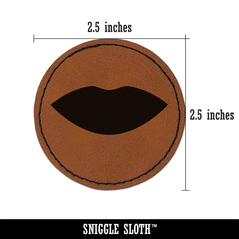 Lips Mouth Solid Round Iron-On Engraved Faux Leather Patch Applique - 2.5"