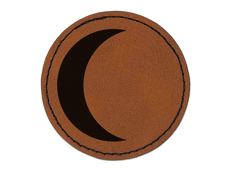 Moon Partial Round Iron-On Engraved Faux Leather Patch Applique - 2.5"