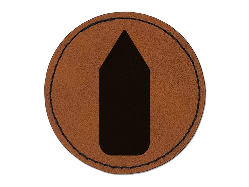 Pencil Solid School Round Iron-On Engraved Faux Leather Patch Applique - 2.5"