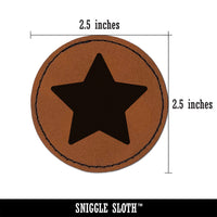 Star Shape Excellent Round Iron-On Engraved Faux Leather Patch Applique - 2.5"