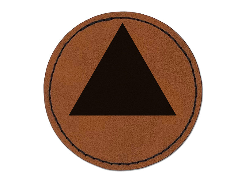 Triangle Solid Round Iron-On Engraved Faux Leather Patch Applique - 2.5"
