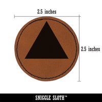 Triangle Solid Round Iron-On Engraved Faux Leather Patch Applique - 2.5"