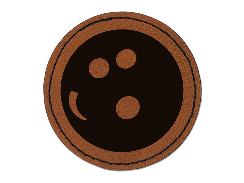Bowling Ball Round Iron-On Engraved Faux Leather Patch Applique - 2.5"