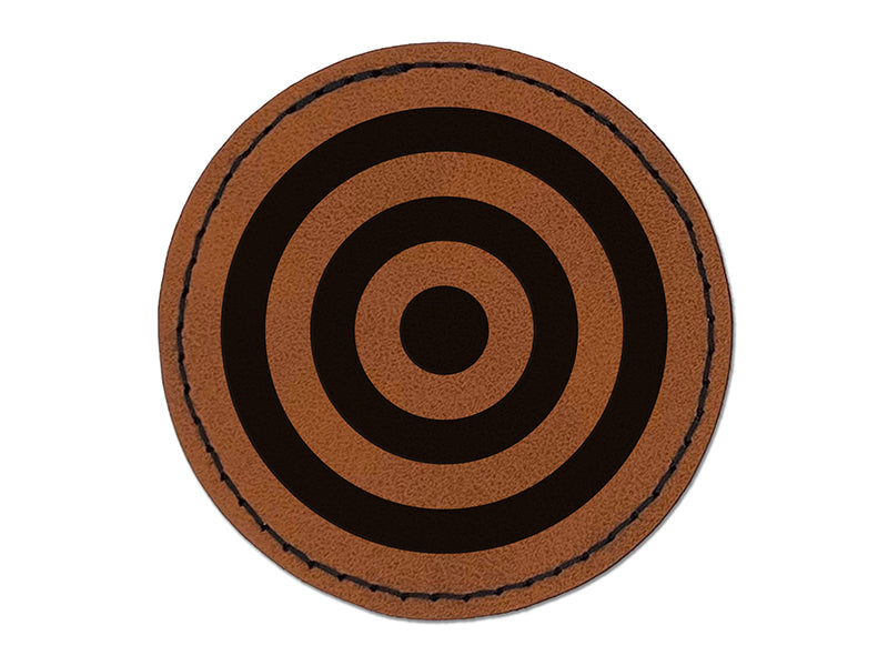 Bullseye Target Round Iron-On Engraved Faux Leather Patch Applique - 2.5"