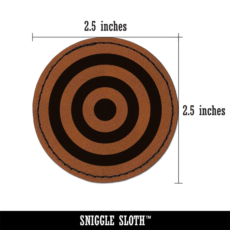 Bullseye Target Round Iron-On Engraved Faux Leather Patch Applique - 2.5"