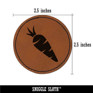 Carrot Vegetable Round Iron-On Engraved Faux Leather Patch Applique - 2.5"