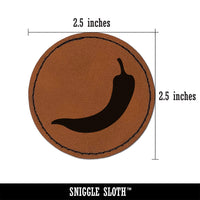 Chili Pepper Southwestern Round Iron-On Engraved Faux Leather Patch Applique - 2.5"