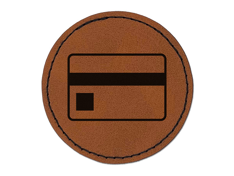 Credit Card Money Bills Round Iron-On Engraved Faux Leather Patch Applique - 2.5"