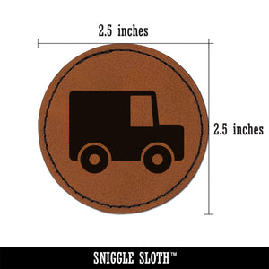 Delivery Moving Truck Round Iron-On Engraved Faux Leather Patch Applique - 2.5"