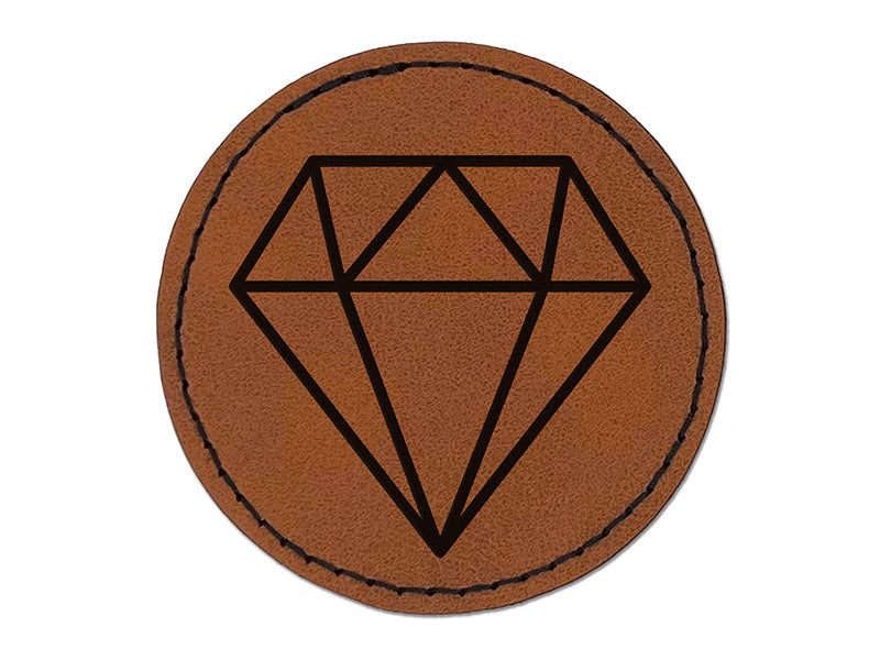 Diamond Engagement Round Iron-On Engraved Faux Leather Patch Applique - 2.5"