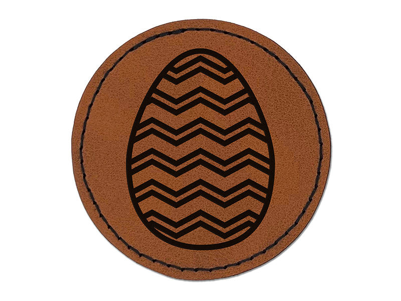 Easter Egg Round Iron-On Engraved Faux Leather Patch Applique - 2.5"