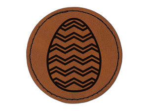 Easter Egg Round Iron-On Engraved Faux Leather Patch Applique - 2.5"