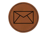 Envelope Mail Round Iron-On Engraved Faux Leather Patch Applique - 2.5"