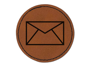 Envelope Mail Round Iron-On Engraved Faux Leather Patch Applique - 2.5"