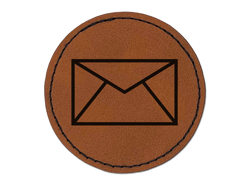 Envelope Mail Round Iron-On Engraved Faux Leather Patch Applique - 2.5"