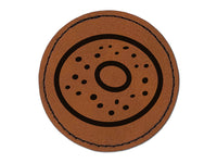 Everything Bagel Round Iron-On Engraved Faux Leather Patch Applique - 2.5"