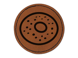 Everything Bagel Round Iron-On Engraved Faux Leather Patch Applique - 2.5"