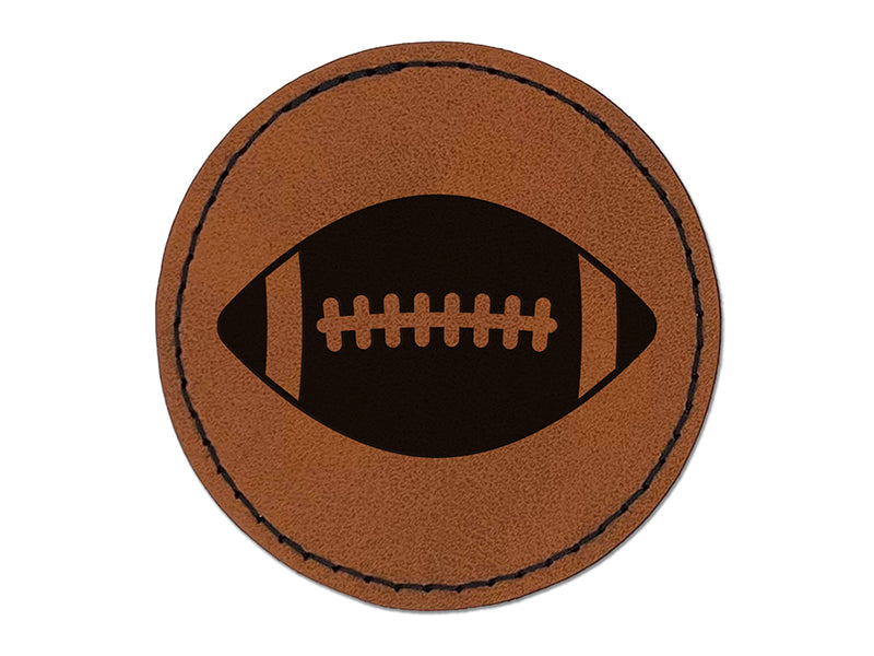 Football Sport Round Iron-On Engraved Faux Leather Patch Applique - 2.5"