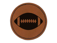 Football Sport Round Iron-On Engraved Faux Leather Patch Applique - 2.5"