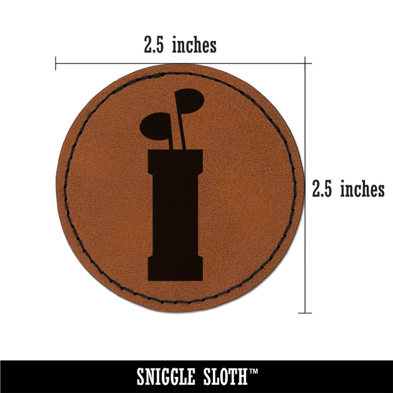 Golf Clubs Bag Round Iron-On Engraved Faux Leather Patch Applique - 2.5"