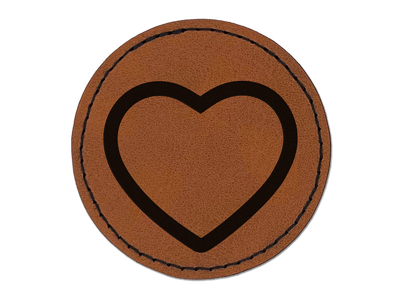 Heart Hollow Round Iron-On Engraved Faux Leather Patch Applique - 2.5"