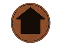 House Home Round Iron-On Engraved Faux Leather Patch Applique - 2.5"