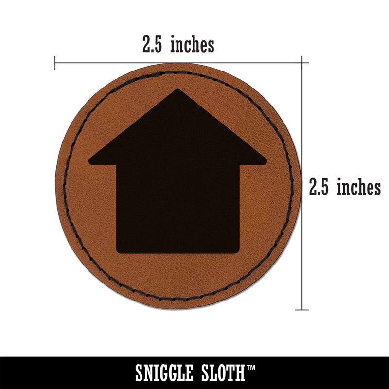 House Home Round Iron-On Engraved Faux Leather Patch Applique - 2.5"