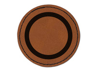 Circle Outline Round Iron-On Engraved Faux Leather Patch Applique - 2.5"