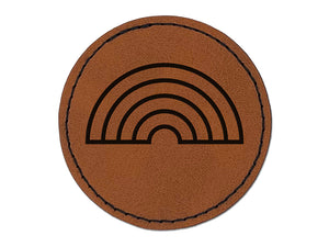 Cute Rainbow Round Iron-On Engraved Faux Leather Patch Applique - 2.5"