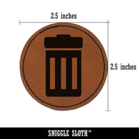 Garbage Trash Can Round Iron-On Engraved Faux Leather Patch Applique - 2.5"