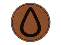 Hydrate Tracker Water Drop Outline Round Iron-On Engraved Faux Leather Patch Applique - 2.5"
