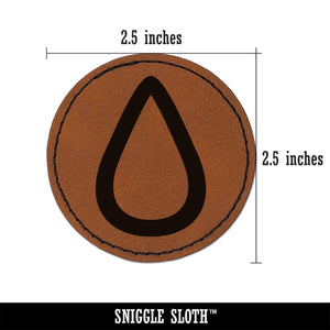 Hydrate Tracker Water Drop Outline Round Iron-On Engraved Faux Leather Patch Applique - 2.5"