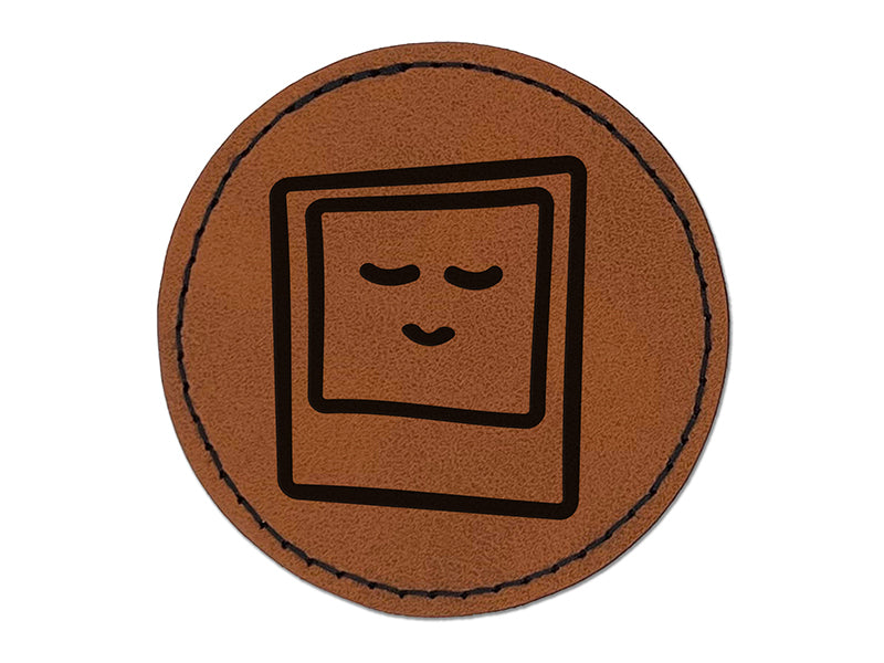 Instant Photo Doodle Round Iron-On Engraved Faux Leather Patch Applique - 2.5"