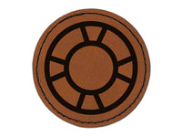 Life Preserver Summer Round Iron-On Engraved Faux Leather Patch Applique - 2.5"