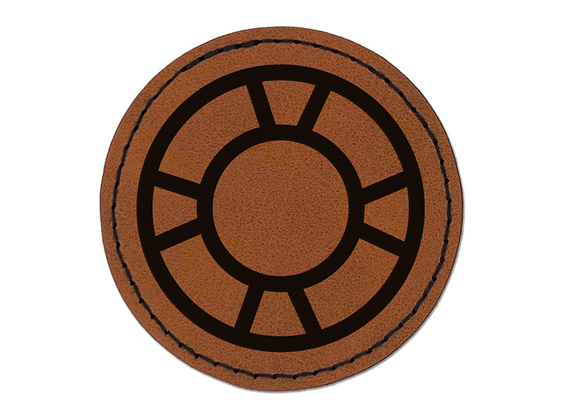 Life Preserver Summer Round Iron-On Engraved Faux Leather Patch Applique - 2.5"