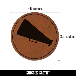 Megaphone Bullhorn Coach Cheerleading Round Iron-On Engraved Faux Leather Patch Applique - 2.5"